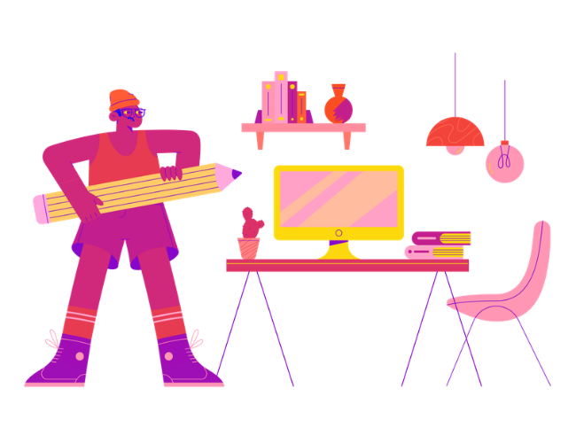 illustration homme bureau
